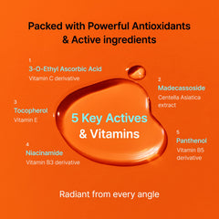 DearKlairs Vitamin Charging Serum ingredients close-up highlighting Vitamin C derivative antioxidants.