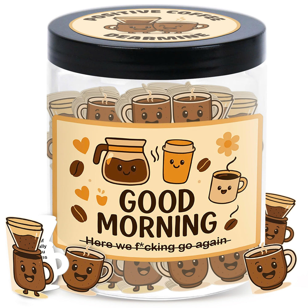 DEARMINE Positive Coffee Jar cover with warm design for daily motivation and desk inspiration.