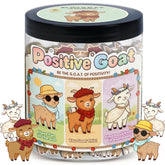 DEARMINE Positive Goat Jar on desk boosts mood and focus with daily affirmations.