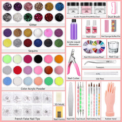 Deciniee acrylic powder pink shown for long-lasting color and smooth application.