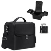 Deciniee large makeup train case front view in black for travel organization