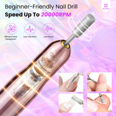 Deciniee variable-speed nail drill for safe filing and removal.