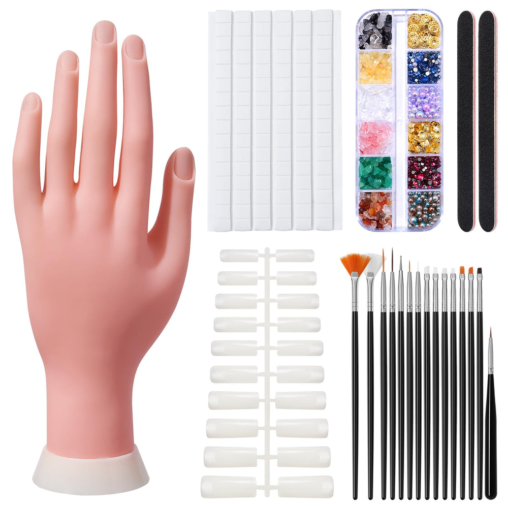 Deciniee practice hand flexible poseable for realistic acrylic nail practice sessions.