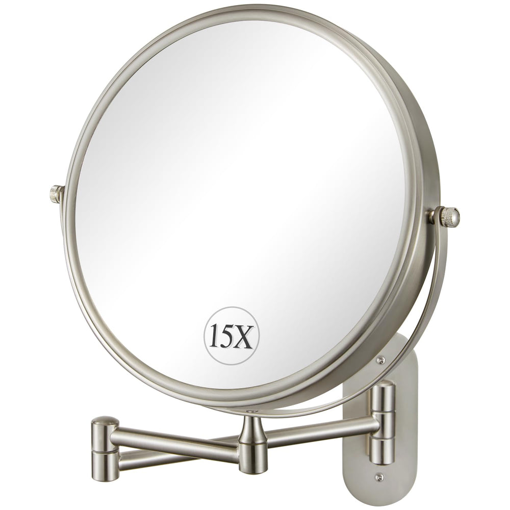 DECLUTTR 9in wall mirror with 1X/15X magnification for precise makeup