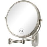 DECLUTTR 9in wall mirror with 1X/15X magnification for precise makeup