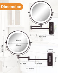 DECLUTTR bronze wall-mount makeup mirror folds away to save counter space.
