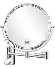 DECLUTTR magnifying mirror extended-arm view for precise grooming at the bathroom sink.