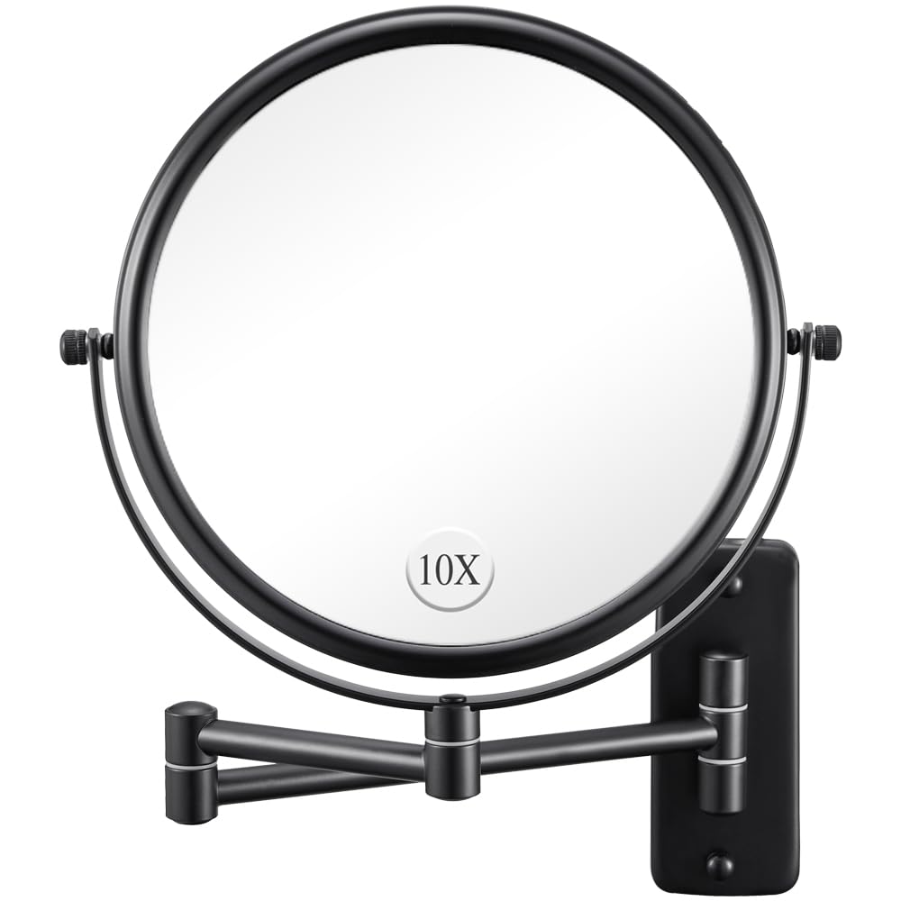 DECLUTTR wall-mounted 8-inch mirror front view for wide makeup prep.