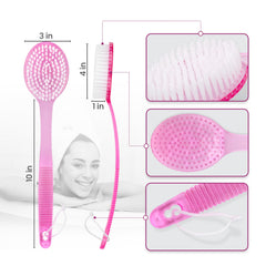 DecorRack back scrub with long handle helps reach difficult areas.