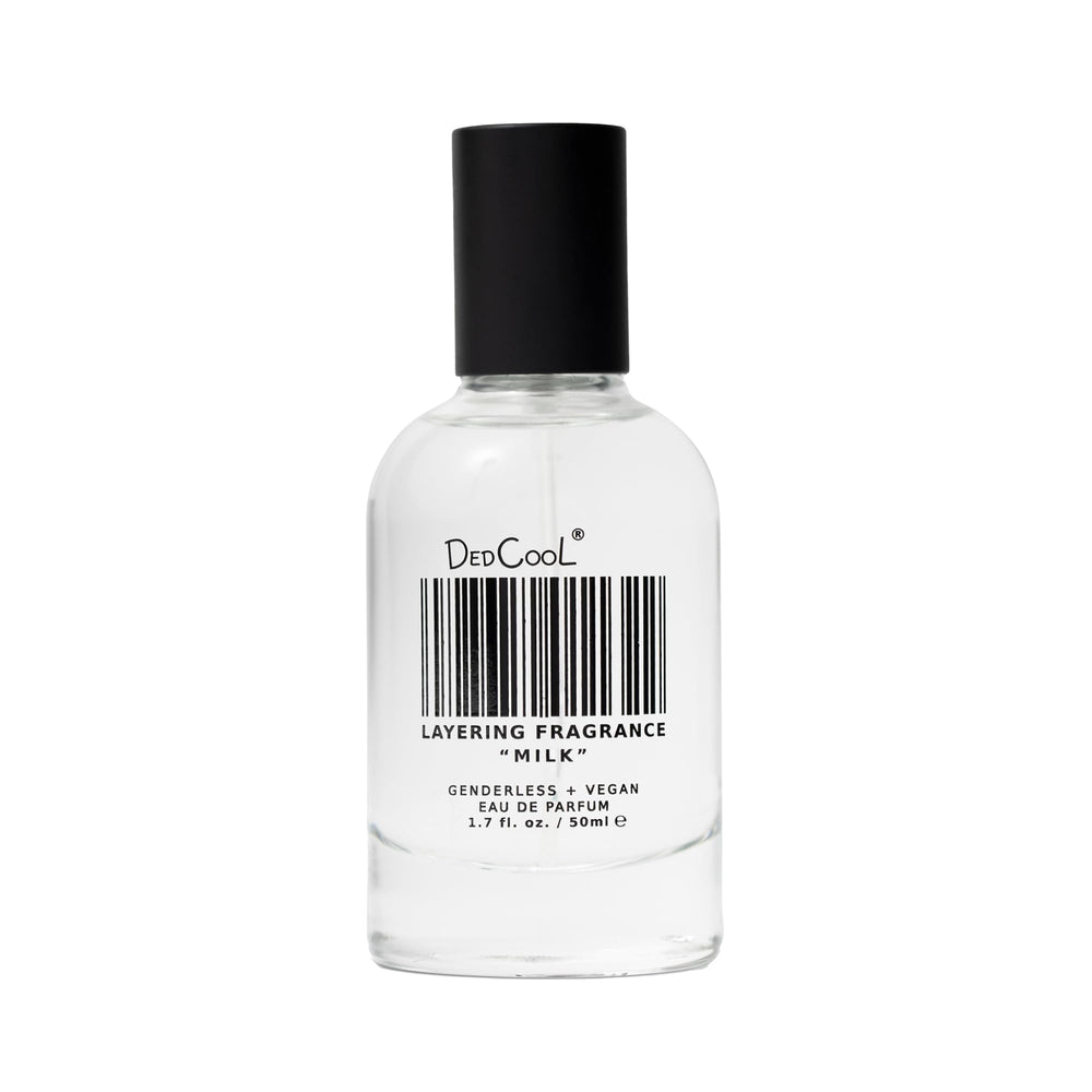 DedCool Milk Eau de Parfum bottle close-up demonstrates sleek, all-day confidence.
