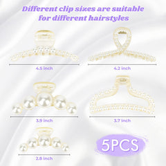 DEEKA five-piece pearl clips set close-up demonstrates versatile styling options