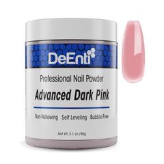 DeEnti acrylic nail powder dark pink 2oz packaging showing premium bottle for salon-grade results.