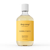 Deep Steep Bubble Bath Grapefruit Bergamot bottle shows a soothing, sulfate-free soak.
