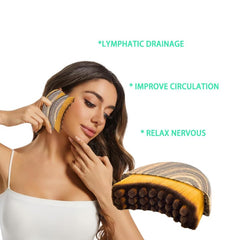 Deepcolorpy lymphatic drainage brush along jawline demonstrates contouring and puffiness reduction potential.