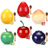 Deepmind mini bee lip balm packaging closeup highlighting portable fruit design for on-the-go lips.