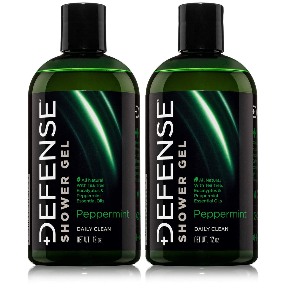 Defense Soap Peppermint Tea Tree Body Wash bottle shows natural, athlete-friendly cleansing