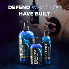 Defense Soap Tea Tree Body Wash with tea tree oil drops emphasizes natural antimicrobial notes.