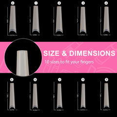 Defuber nail tips size chart helps find the perfect fit.
