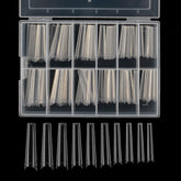 Defuber tapered extra long nail tips box showing 10 sizes for perfect fit