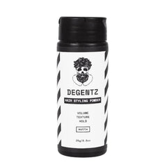 DEGENTZ powder being sprinkled to add lift and texture