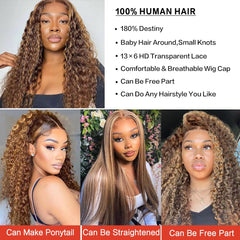 DegHyth 13x6 ombre lace-front cap wig with comfortable fit and breathable cap.