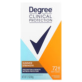 Degree Clinical Protection Summer Strength bottle front view for all-day odor and sweat control