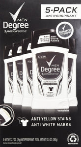 Degree Men Adrenaline Series 5-pack bundle showing long-lasting protection for all-day confidence