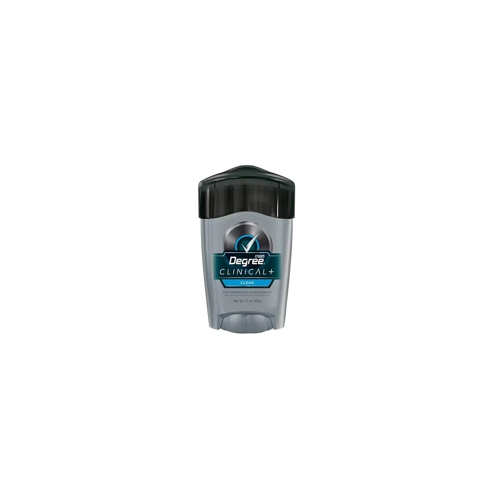 Degree Men Clean Clinical antiperspirant bottle offers strong protection against sweat and odor.