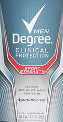 Degree Men Clinical Protection Sport Strength bottle provides long-lasting protection.