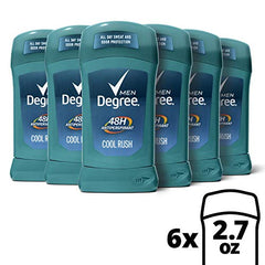 Degree Men Cool Rush stick shown during underarm application for quick sweat defense.