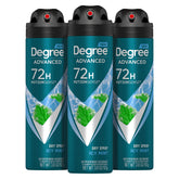 Degree Men Icy Mint Dry Spray bottle showing quick-dry protection for active days