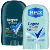 Degree travel deodorant 24-pack packaging shows Cool Rush minis for on-the-go freshness