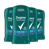 Degree Ultra Fresh Cool Rush 4-pack close-up showing value and daily protection