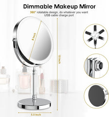 DEIOVWXS lighted makeup mirror 10x close-up detail for mascara and lashes.