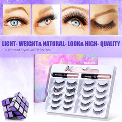 DEJAVIA magnetic eyeliner tubes showing quick-dry, long-lasting hold