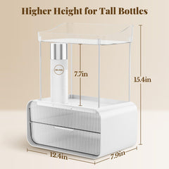 Delamu acrylic makeup organizer on vanity with drawer open for quick access
