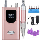 Delanie professional nail drill rose gold front view highlights compact, powerful salon performance.