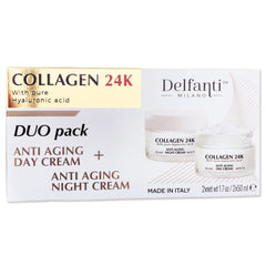 Delfanti Milano COLLAGEN 24K day cream jar closeup showing rich hydration for daily use