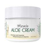 DELÚVIA Miracle Aloe Cream bottle demonstrates daily-use soothing moisturizer for dry skin comfort.