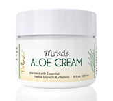 DELÚVIA Miracle Aloe Cream bottle shows organic aloe and vitamin E for hydration.