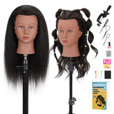 Demides mannequin head 16in real human hair closeup highlights natural texture for authentic styling practice
