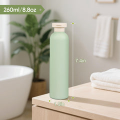 Demora 8.8oz bottles in luggage demonstrating compact storage