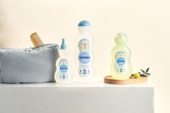 Denenes Baby Cologne label detail, citrus notes with subtle Spanish flair