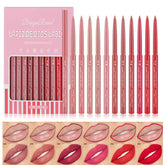 DENESTUP 12 colors lip liner set closeup showcases vibrant shades for versatile day-to-night looks.