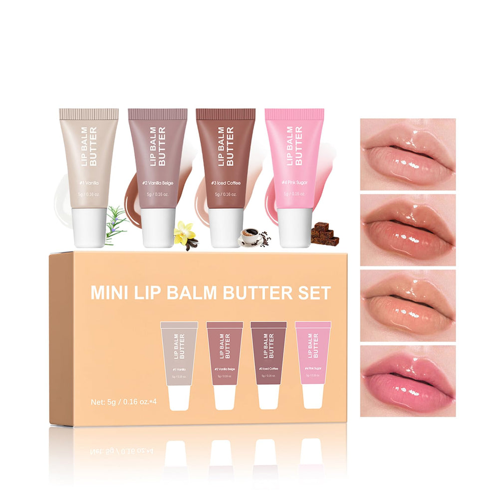 DENESTUP 4Pcs lip gloss set front view showcasing glossy tubes for everyday wear