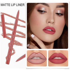 DENESTUP lip liner application angle highlights precise lip shaping for a defined pout.
