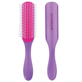 Denman Curly Hair Brush D3 African Violet 7-row design for detangling with minimal pull.