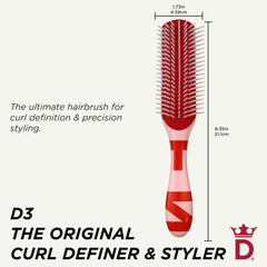 Denman D3 7-Row Brush side-hold shows ergonomic grip for comfortable styling