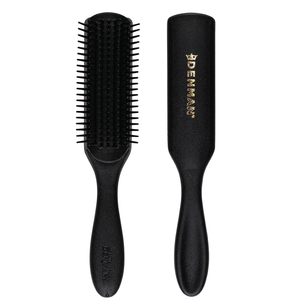 Denman Jack Dean D3 7-row brush with pins enables smooth detangling and curl shaping.