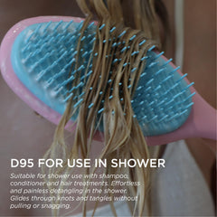 Denman Wet Detangler pink hairbrush staggered pins glide through knots